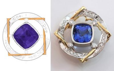 Hand crafted Tanzanite and diamond pendant