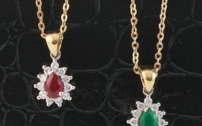 Ruby and emerald pendants