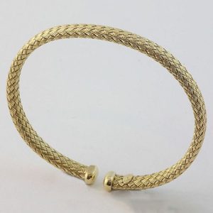 woven gold bangle, rope bangle, flexible bangle, plaited rope bangle, patterned bangle