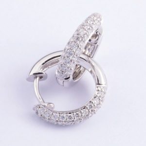 18 carat white gold diamond hoop earrings.
