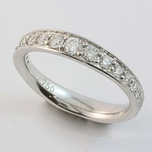 White Gold Diamond RIng, Pavé set diamond wedding ring with graduating size diamonds
