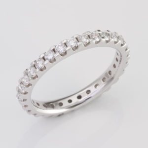 White Gold Diamond Wedding Ring, 18 carat white gold claw set diamond wedding ring