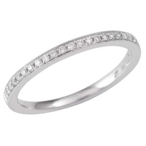 White gold diamond ring, White gold full circle pavè set wedding ring