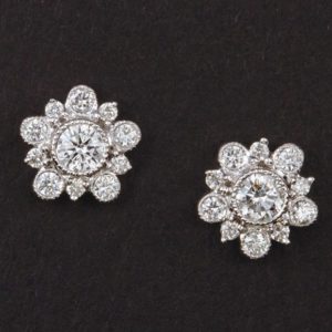 18 carat white gold diamond stud earrings