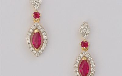 119389 : Ruby & Diamond Drop Earrings