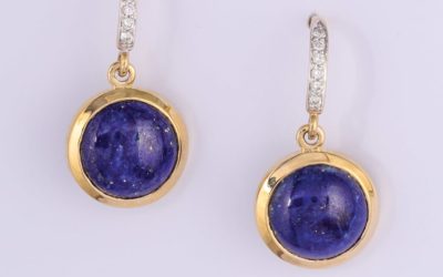 119662 : Lapis Lazuli & Diamond Drop Earrings
