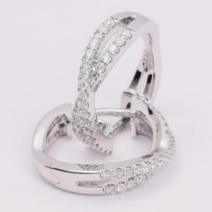 9 carat white gold diamond crossover earrings
