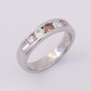 Abrecht Bird Jewellers, Argyle diamond ring, pink diamond ring, cognac diamond ring, white diamond ring