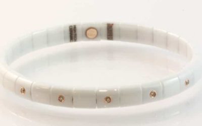 119791 : White Ceramic & Cognac Diamond Bracelet
