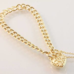 padlock bracelet, curb link bracelet, heart padlock bracelet, gold padlock bracelet