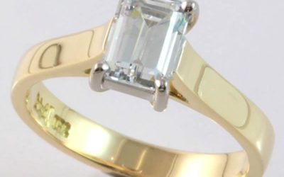 116642 : Two Tone Emerald-cut Solitaire Diamond Engagement Ring