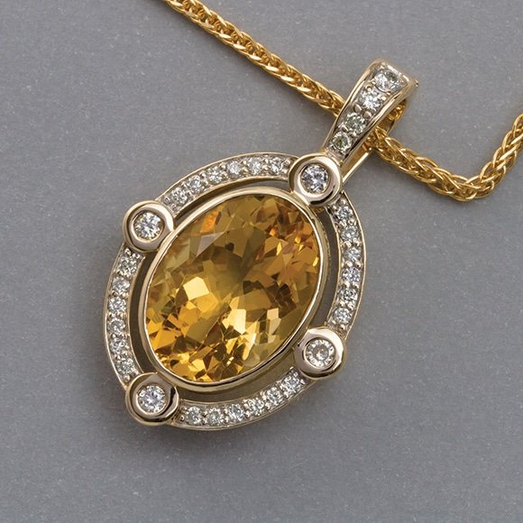 Abrecht Bird Jewellers, Citrine, citrine pendant, citrine and diamond pendant, 