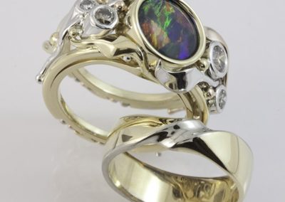 opal and diamond ring, custom made opal ring, Abrecht Bird, Abrecht Bird Jewellers, quality hand made designs, Greg John, custom made engagement rand wedding ring