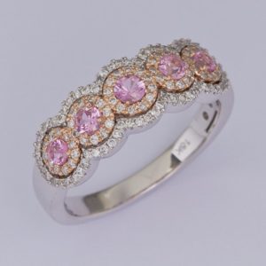pink sapphire ring, sapphire and diamond ring, white gold sapphire ring, Abrecht Bird, Abrecht Bird Jewellers,