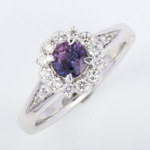 purple sapphire ring, purple sapphire cluster ring, Abrecht Bird Jewellers, white gold sapphire ring