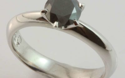 119803 : Black Solitaire Diamond Engagement Ring