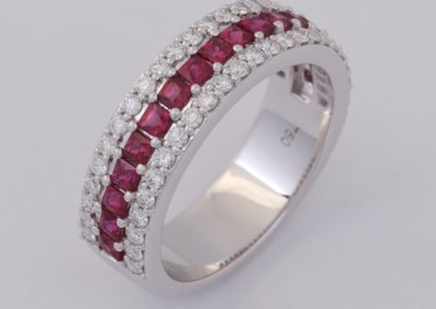 ruby and diamond ring, princess cut ruby and diamond ring, diamond and ruby ring, abrecht bird, abrecht bird jewellers, quality jewellery, ruby and diamond ring