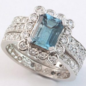 aquamarine engagement ring, aquamarine and diamond ring, Abrecht Bird Jewellers, hand made rings, quality jewellery, aquamarine ring