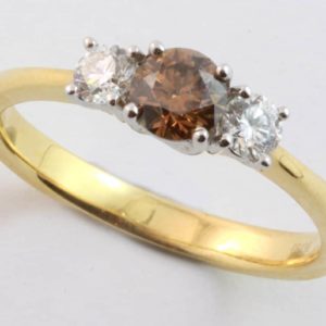 cognac diamond ring, chocolate diamond ring, three diamond ring, Abrecht Bird, Abrecht Bird Jewellers