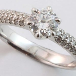 multi diamond engagement ring, Abrecht Bird Jewellers, pave set diamond ring, white gold multi diamond ring