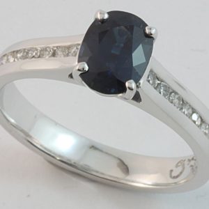 Australian sapphire and diamond ring, hand made sapphire ring, Abrecht Bird, Abrecht Bird Jewellers, quality hand made jewellery, oval sapphire ring, custom made jewellery