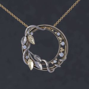 Bespoke handmade diamond pendant, Eleanor Hawke, bespoke diamond pendant, diamond pendant, floral pendant
