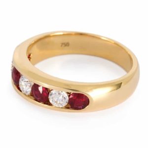 Yellow Gold Ruby & Diamond Channel Set Ring