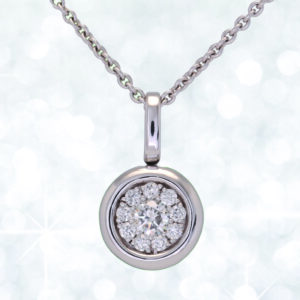 Abrecht Bird, circle diamond pendant, circle pendant, diamond, white gold, white gold pendant