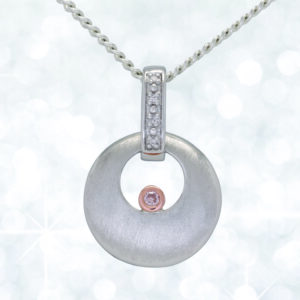 Abrecht Bird, pink diamond, white diamond, pink diamond pendant, diamond pendant, white gold pendant, pendant, necklet,