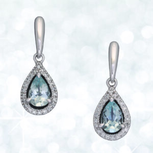 Abrecht Bird, Aquamarine earrings, aquamarine, diamond earrings, blue stone earrings, drop earrings, pear shaped earrings, white gold earrings, aquamarine