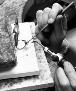 Jewellers workshop, Abrecht Bird Jewellers, cast vs hand made jewellery