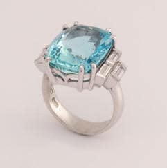 aquamarine, diamond, aquamarine ring, hand made, hand crafted jewellery, Greg John, cushion cut aquamarine,