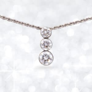three diamond pendant, white gold diamond pendant, diamond, pendant, Abrecht Bird Jewellers