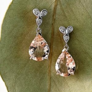 Abrecht Bird, Abrecht Bird Jewellers, morganite, morganite and diamond, morganite earrings, pink, diamond, drop earrings,,