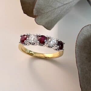Abrecht Bird, Abrecht Bird Jewellers, ruby, diamond, ruby and diamond ring, ruby anniversary, two tone ring, ruby, ruby and diamond