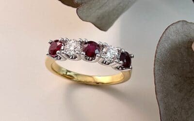 120818 : 18 Carat Yellow & White Gold Ruby & Diamond Ring