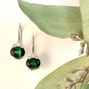 Abrecht Bird Jewellers, tourmaline and diamond earrings, tourmaline earrings, green drop earrings, green earrings