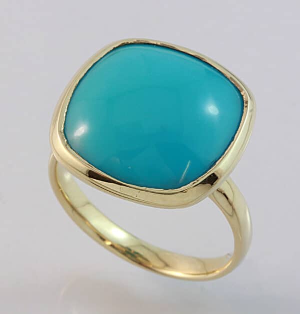 yellow gold, turquoise ring, turquoise, Abrecht Bird Jewellers,