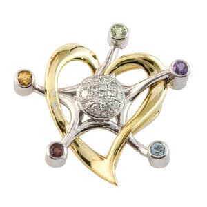 Abrecht Bird, Greg John, heart pendant, star pendant, coloured stone pendant,